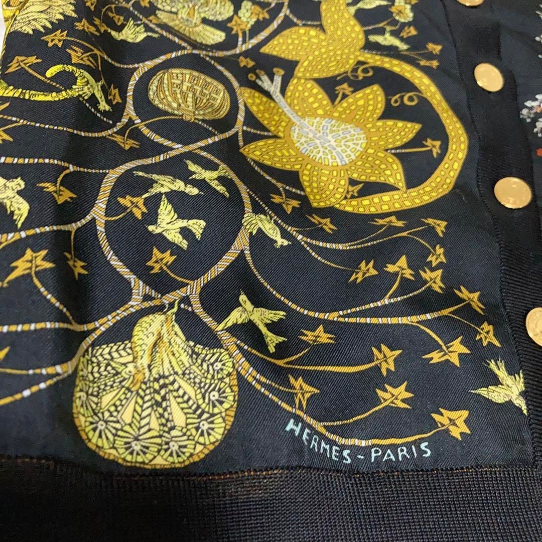 極美品】HERMES エルメス カーディガン シルク ロゴ 金ボタン 36 極美品】HERMES エルメス カーディガン シルク ロゴ 金ボタン 36