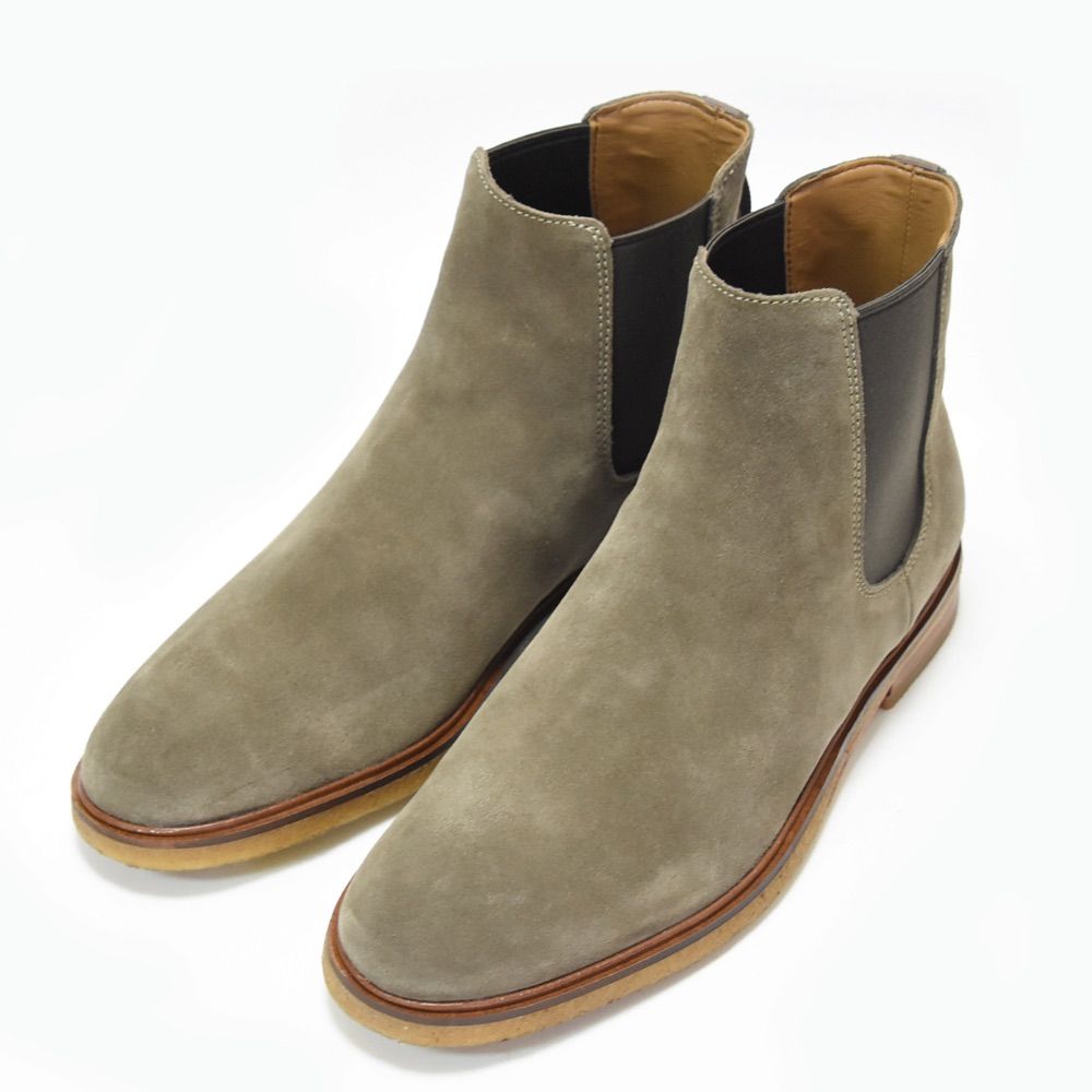 新品 未使用 Clarks Clarkdale Gobi クラークス クラークデール ゴビ サイドゴアブーツ チェルシー  本革 レザー グレー クレープソール オリーブスエード UK9 27.0cm