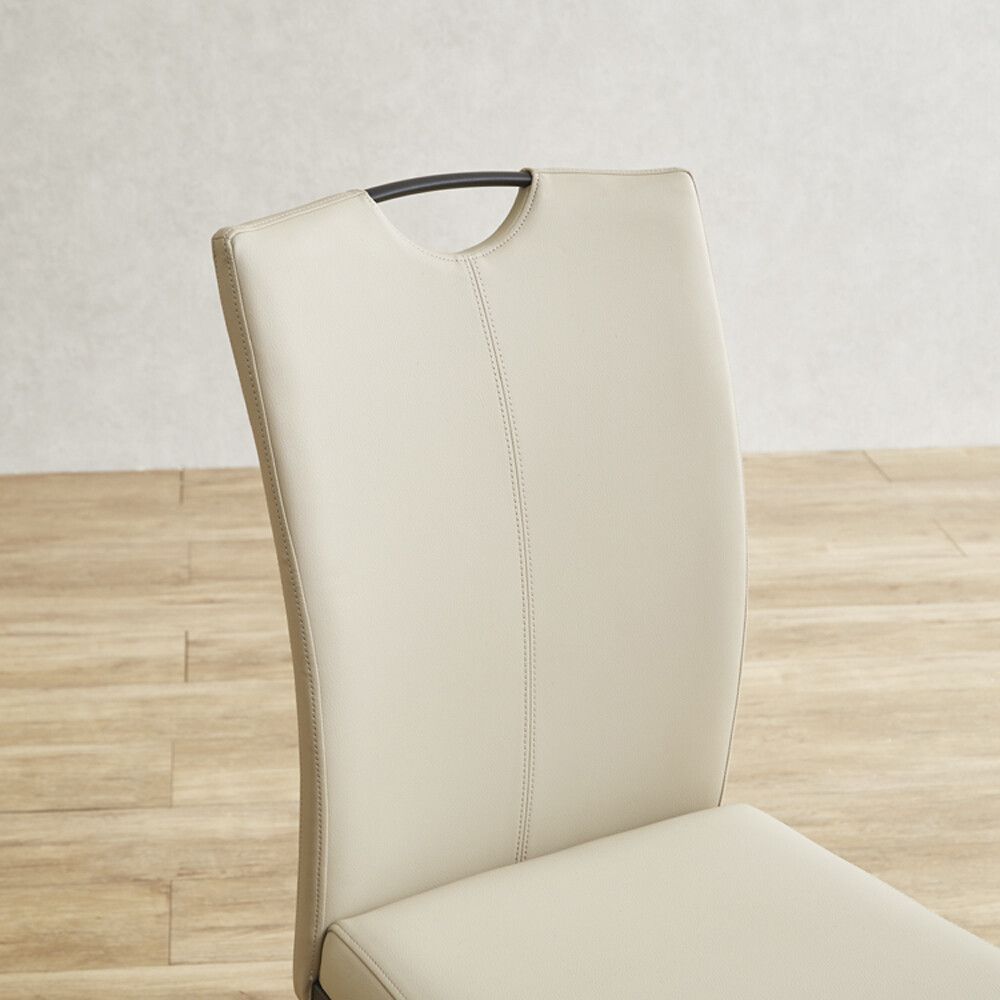 2脚セット レザー調 ダイニングチェア ホワイト スチール モダン チェア ダイニング