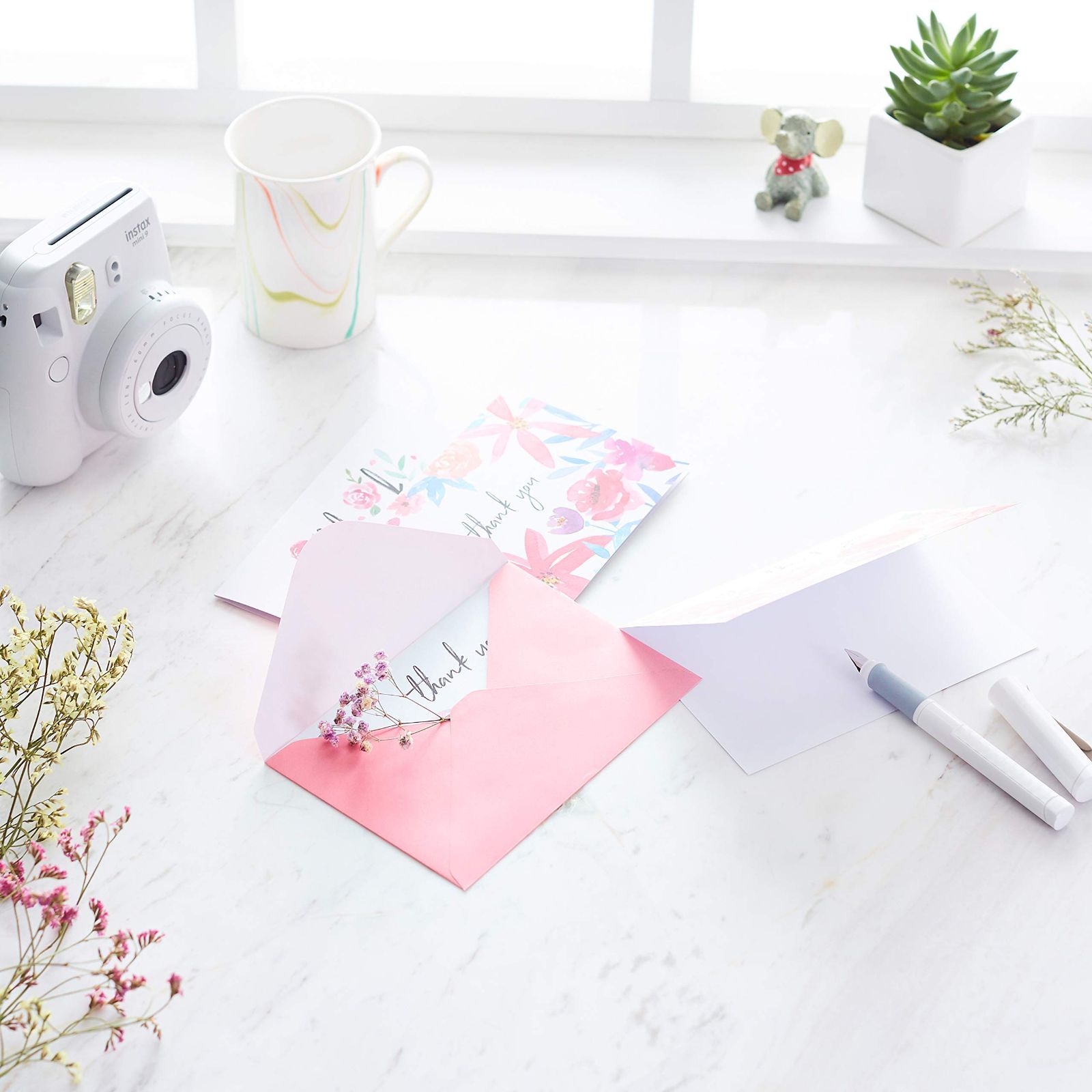  フローラル カード 感謝 と封筒 サンキューカード ベーシック グリーティングカード レター カード
