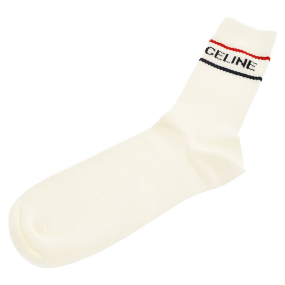 CELINE (セリーヌ) ロゴ刺繍 コットンソックス 靴下 ホワイト - BRING