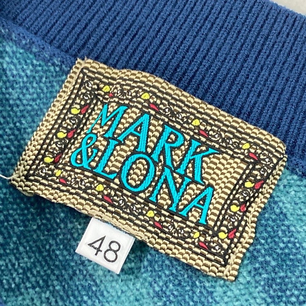 サイズ：48 MARK&LONA マークアンドロナ 2024年モデル M.C.D Chenille Crew Knit ニットセーター 総柄 ブルー系 [240101428932] ゴルフウェア メンズ ストスト サイズ：48 MARK&LONA マークアンドロナ 2024年モデル M.C.D
