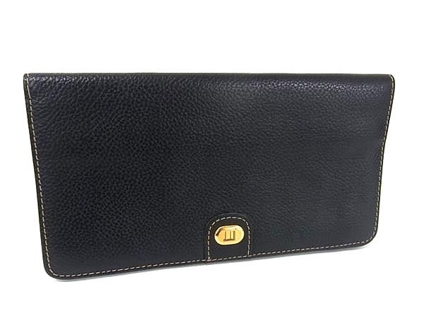 新品未使用❣️ dunhill ダンヒル レザー 二つ折り 長財布ウォレット札入れ 未使用品 ダンヒル 長財布 ブラック レザー 小銭入れ無し メンズ