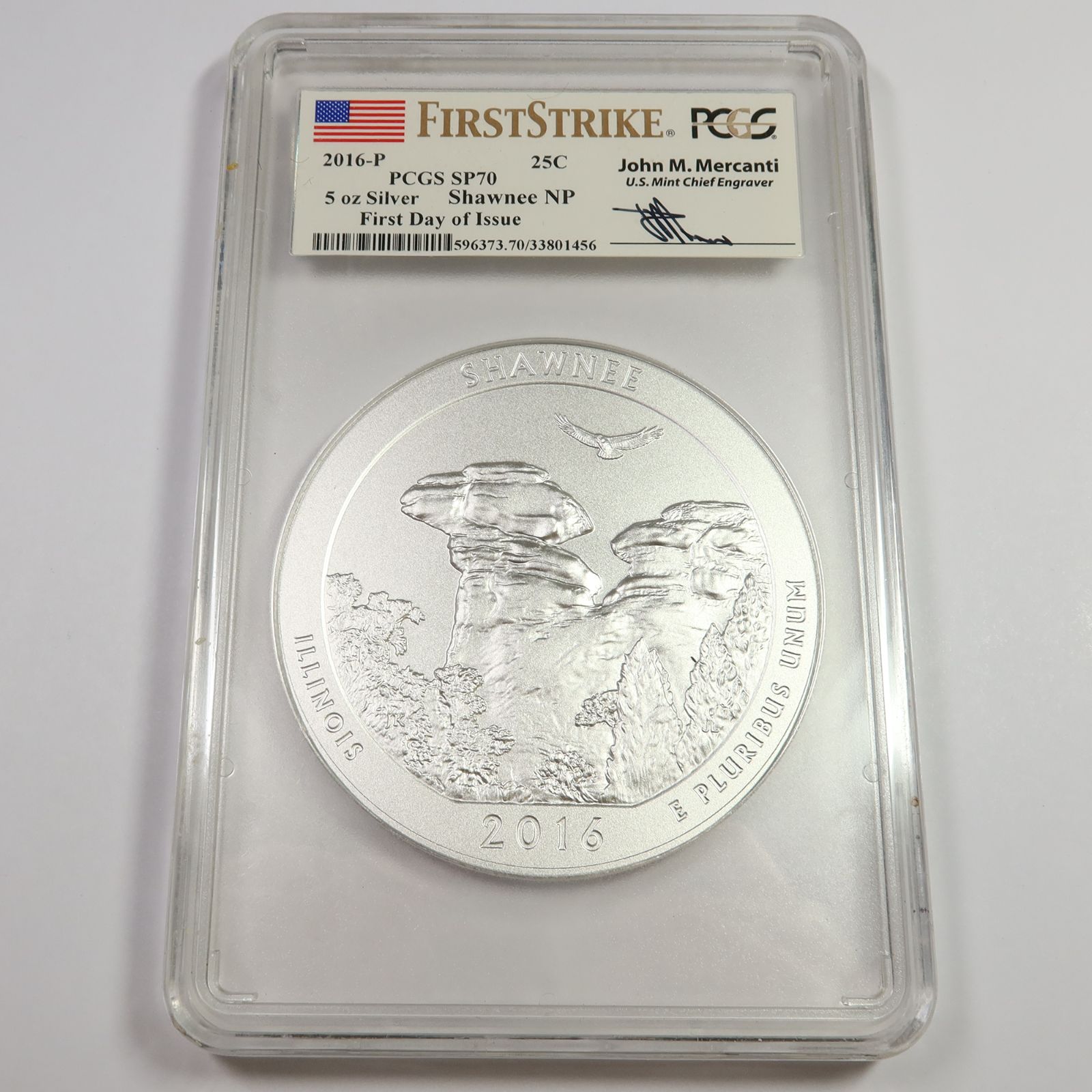 2016 PCGS SP70 - 5 oz Silver Shawnee National Park ATB 25c Quarter