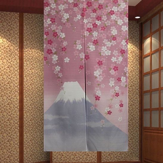 のれん ロング 暖簾 80x140間仕切り 目隠し　暖簾 和風 桜　富士山 Amazon｜のれん 間仕切り 暖簾 目隠し 障子 桜 富士山 和風 和柄 伝統