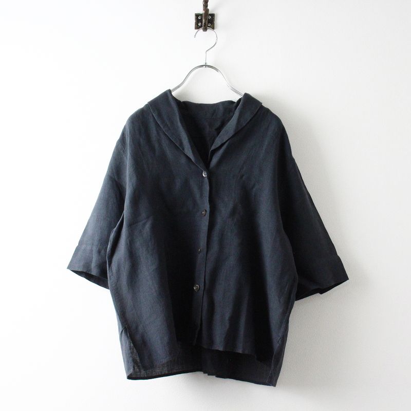 マーガレットハウエル MARGARET HOWELL 2020SS SOFT LINEN ショールカラー ブラウス 1/チャコールグレー トップス  リネン【2400013495011】