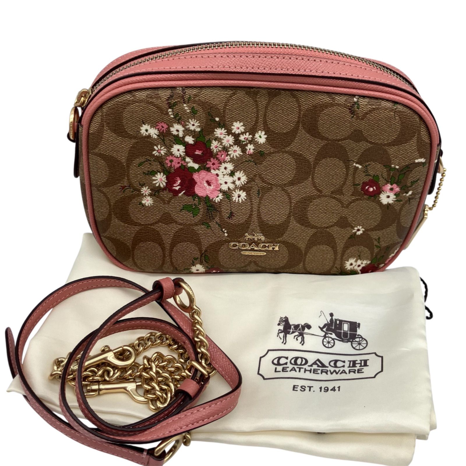 COACH 花柄ショルダーバッグ COACH】チェーンショルダーバッグ シグネチャー 花柄
