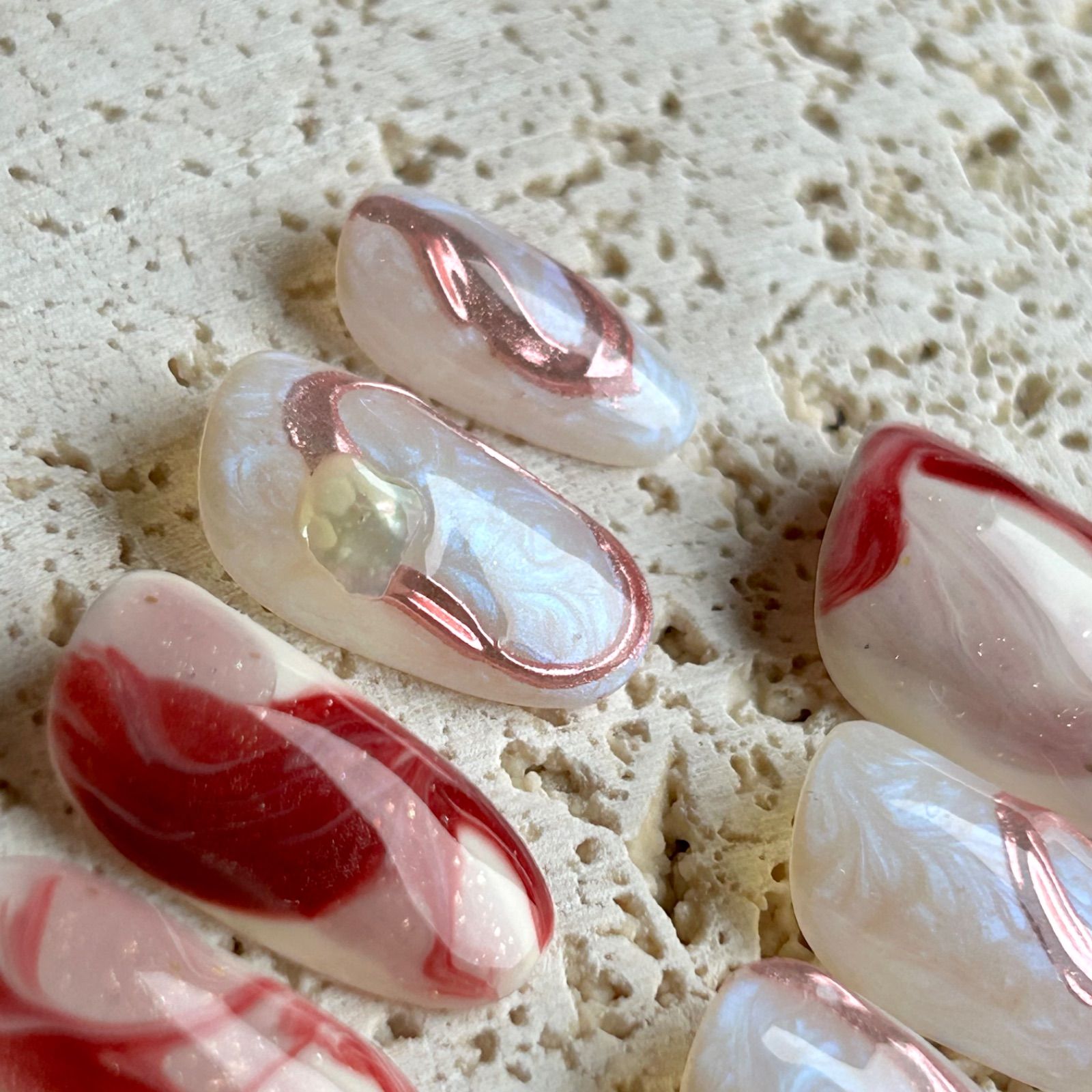 ネイルチップサイズオーダー制 いちごミルク ニュアンス マグネット  