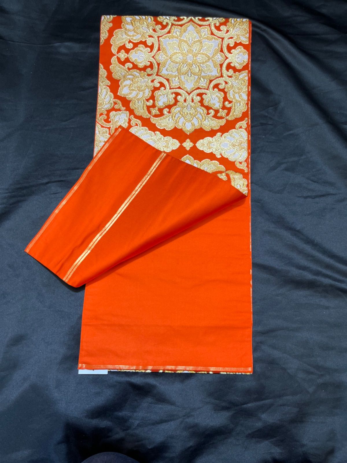 豪華絢爛綺麗美品長さ432cm 朱金華唐草正絹六通袋帯 ☆川島織物 豪華絢爛綺麗美品長さ432cm 朱金華唐草正絹六通袋帯 ☆川島織物