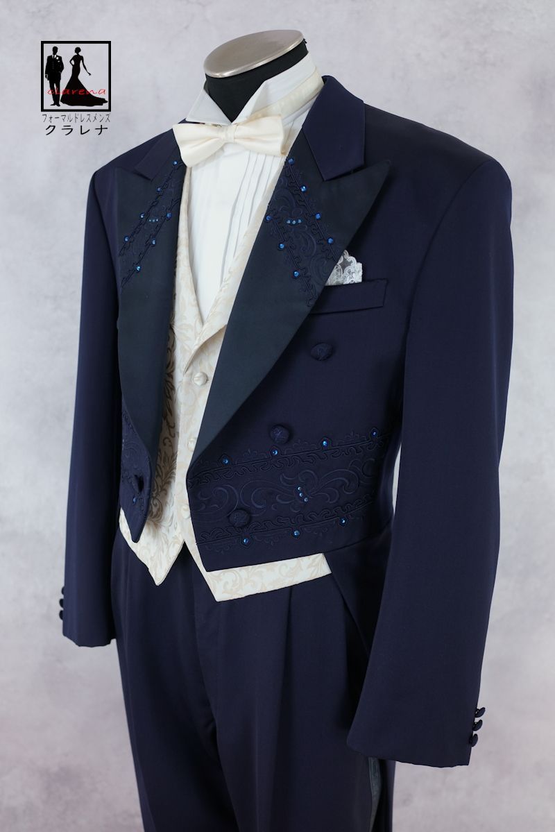 フォーマル衣装 scalasiano 濃紺 ラインストーン 刺繍 エンビ服 K7.O7 MMm1252 スカラシアーノ クラレナ 燕尾服 テールコート コスプレ 品 洋装 メンズ 燕尾服 KANDAIZUMI_COM