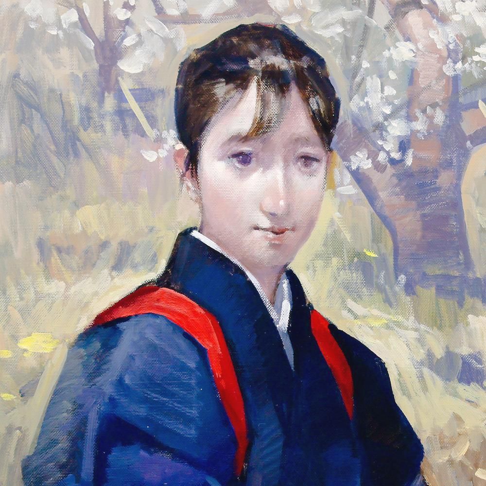 480488 油彩 吉野谷幸重 作 仮題「花」（画家）一水会委員