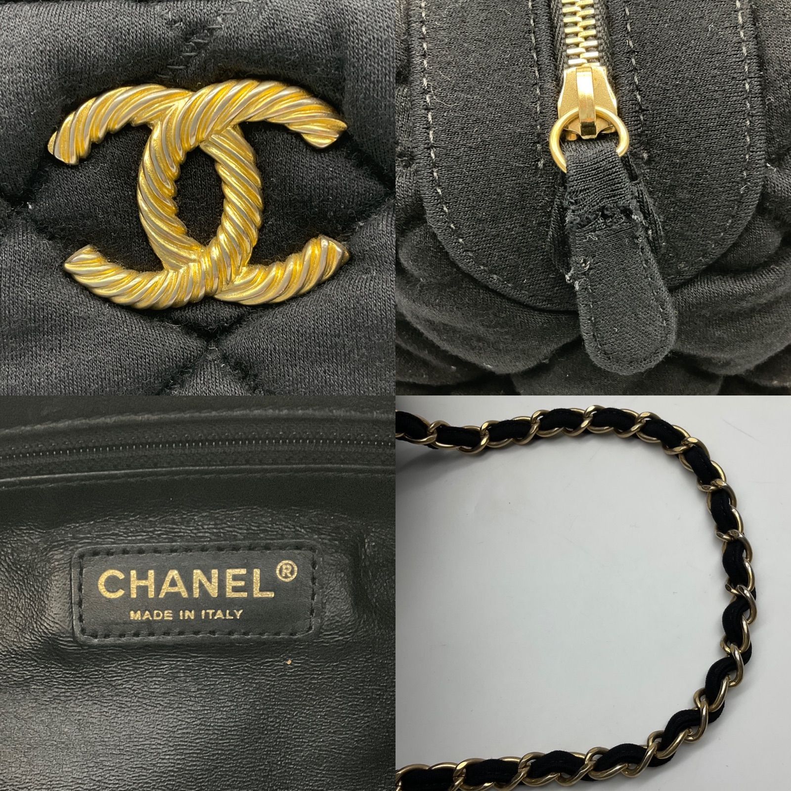 CHANEL シャネル マトラッセ ミニボストンバッグ ブラック ジャージー 