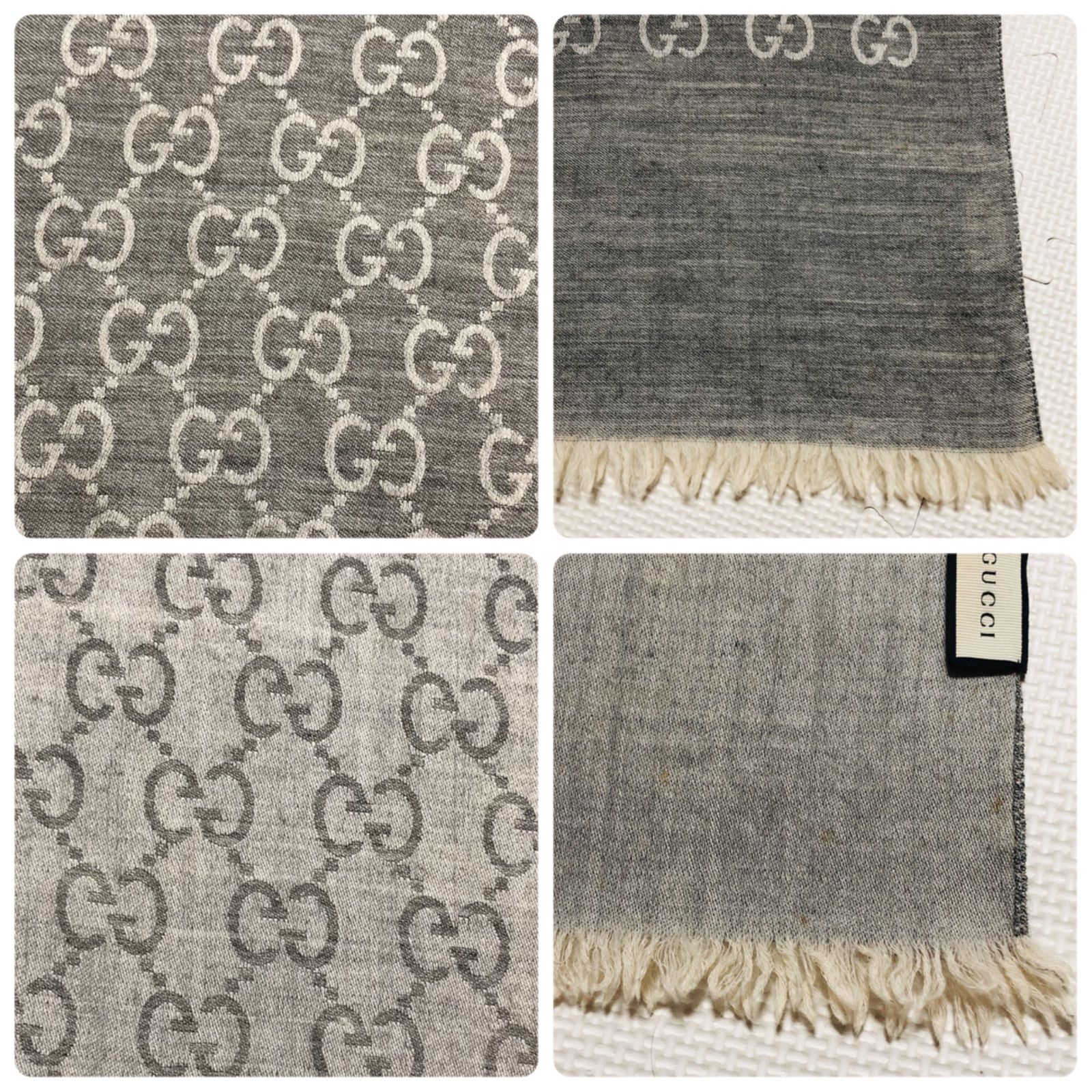 グッチ　GUCCIマフラー　GGパターン　総柄　シルク混　訳あり グッチ GUCCIマフラー GGパターン 総柄 シルク混 訳あり