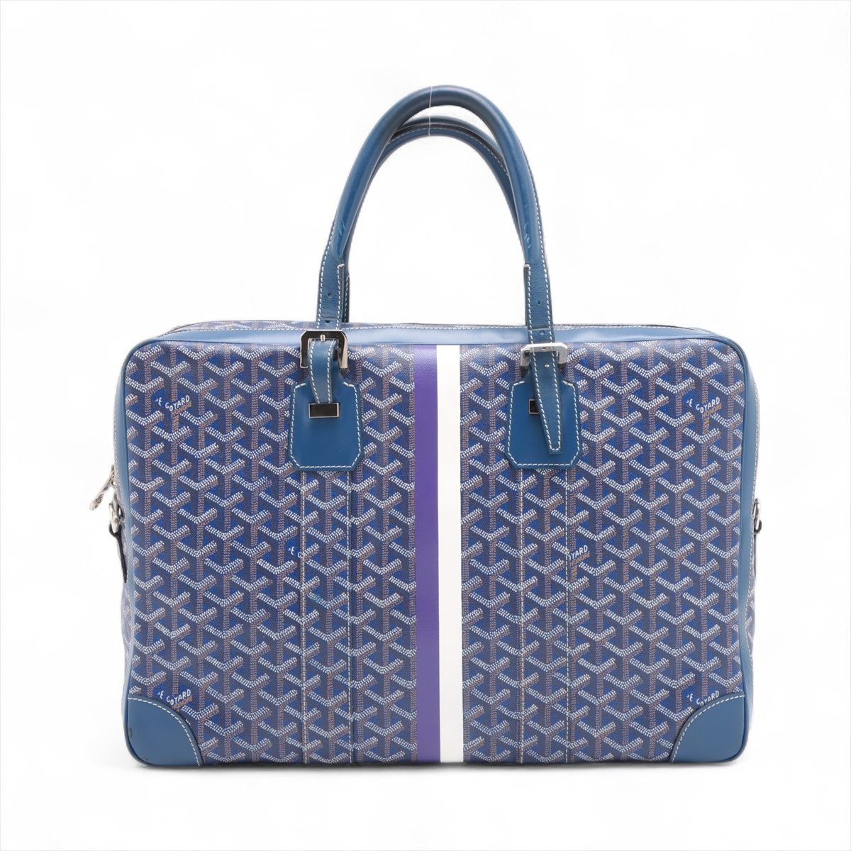 美品 ゴヤール アンバサードMM ブルー レザー ビジネス バッグ 書類鞄  