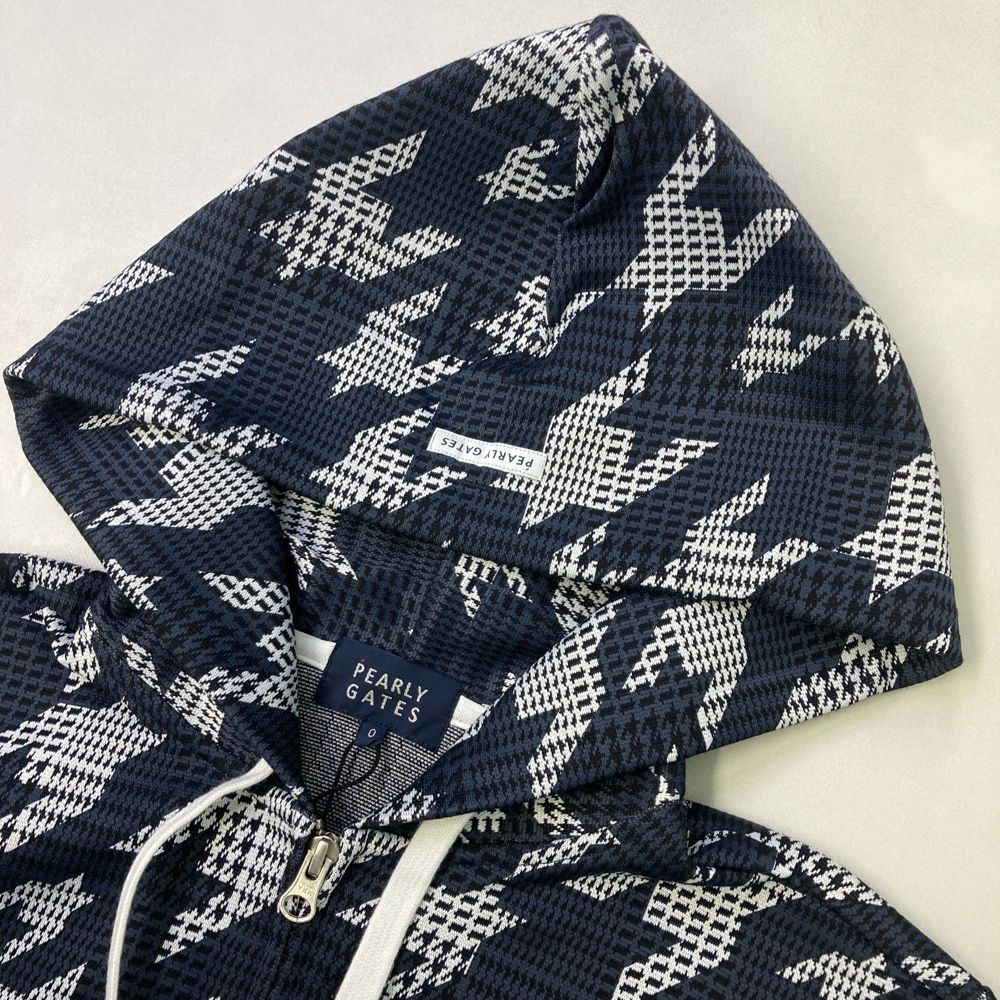 自宅でゆっくり試着！ サイズ 0 PEARLY GATES パーリーゲイツ 055-2262902 ジップパーカー 千鳥 ネイビー系 240101527504 ゴルフウェア レディース ストスト 品数豊富。