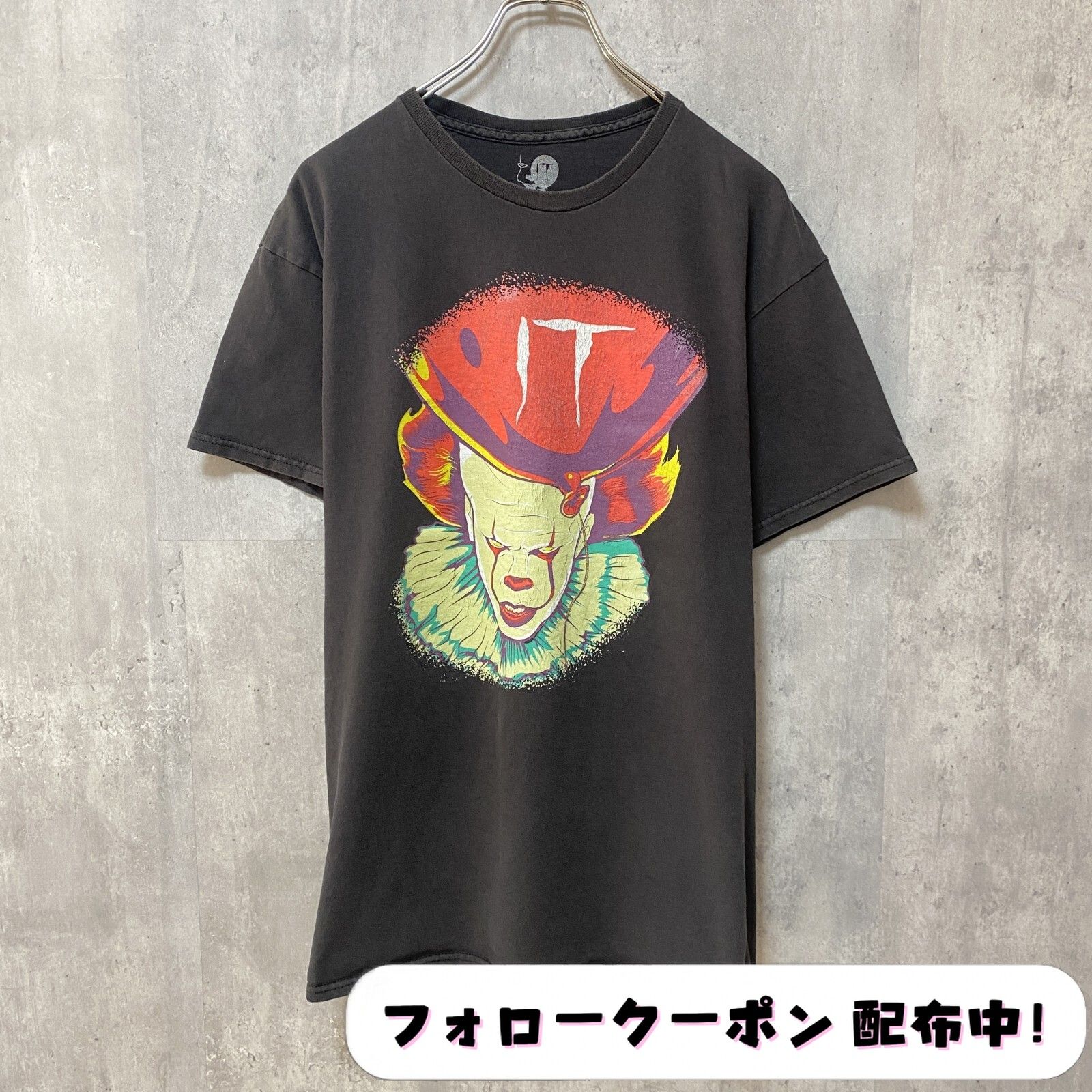 古着 used IT イット 半袖 プリントTシャツ 黒 ブラック ムービーT ホラー 映画 ピエロ ペニーワイズ キャラクター レトロ デザイン  クルーネック 春夏服 メンズ レディース - メルカリ