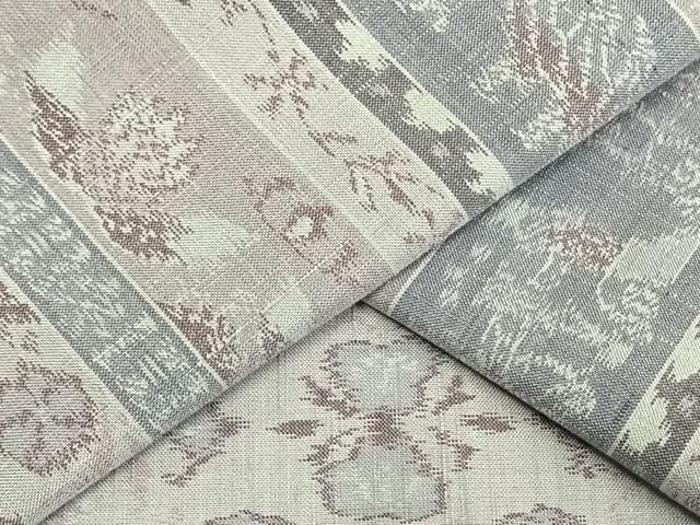 平和屋着物▽平本生紬 小千谷紬 単衣 横段文 証紙