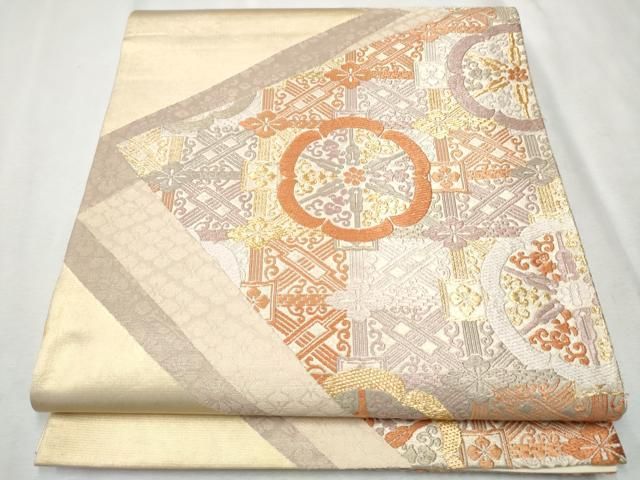 平和屋着物○六通柄袋帯 唐織 名物錦紋 金糸 正絹 逸品 CAAW4532hy
