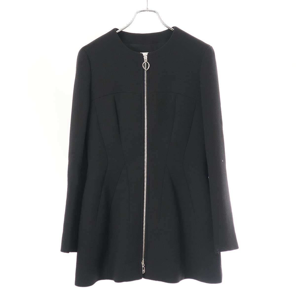 Christian Dior クリスチャンディオール 15AW ジップアップウールロングジャケット 5A21221A1108 ブラック 40