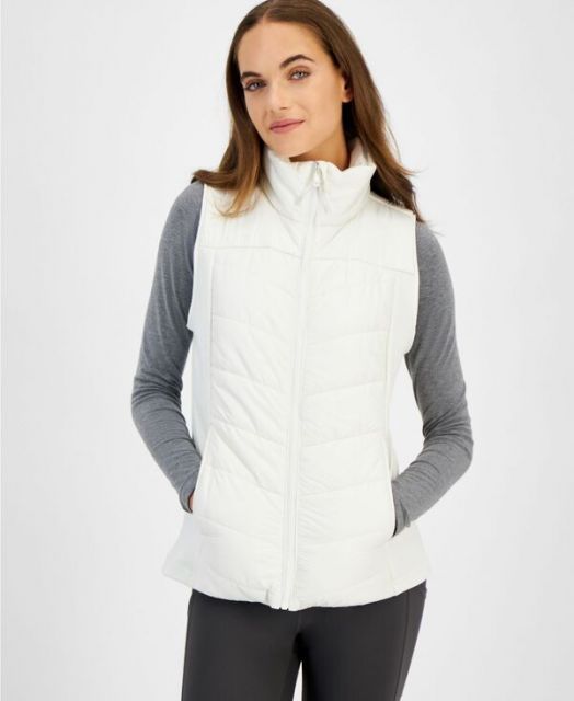 送料無料 イデオロギー レディース ベスト トップス Women s Sleeveless Zip-Front Puffer Vest Tofu