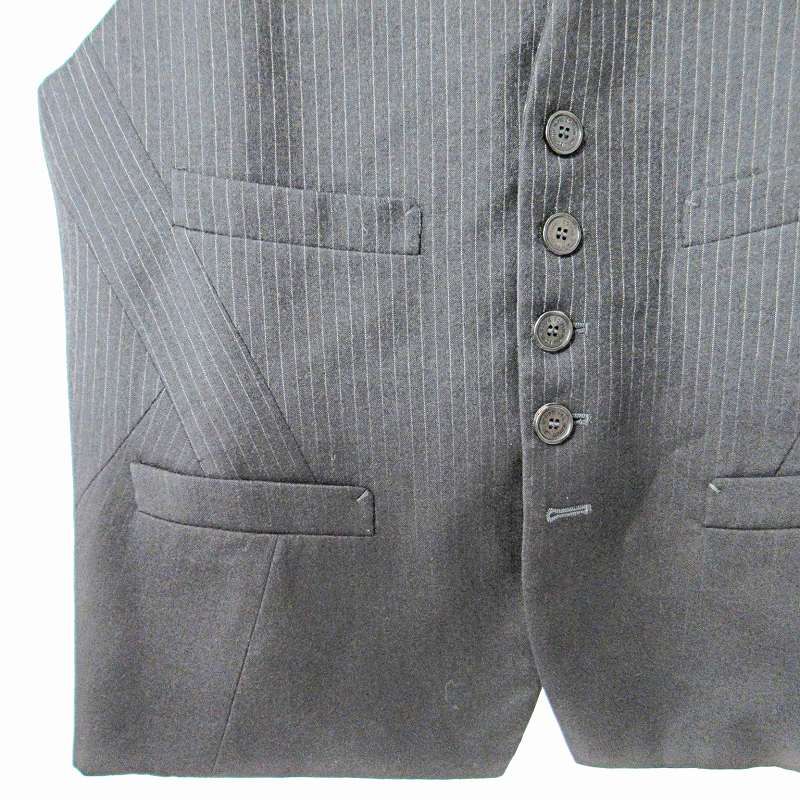 Neil Barrett ニールバレット ジレ ベスト ②ストライプ48 L ニールバレット Neil Barrett 美品 ウール 異素材切替 ジレ