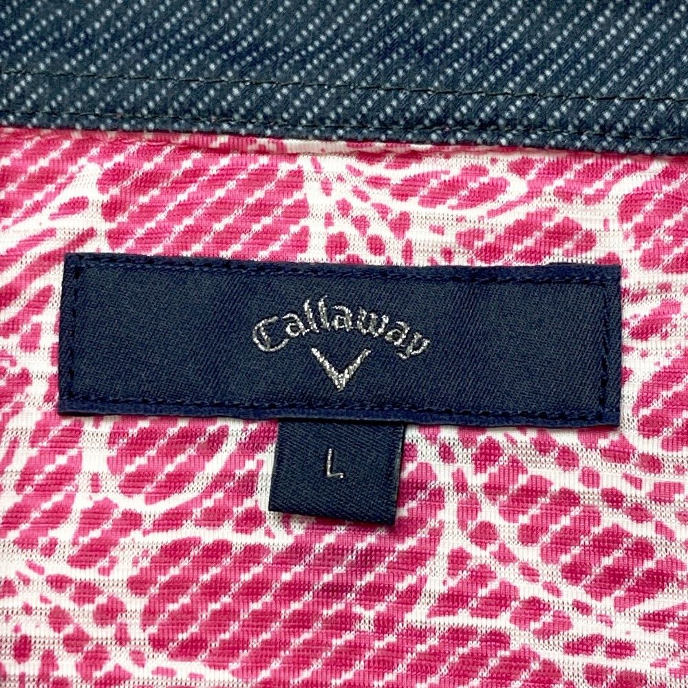 サイズ：L CALLAWAY キャロウェイ 半袖ポロシャツ 総柄 ピンク系