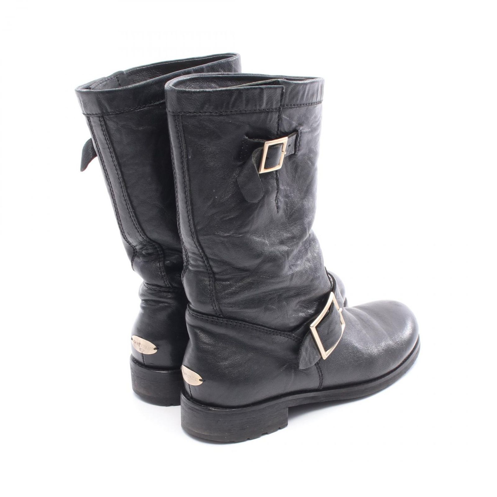 ジミーチュウ JIMMY CHOO ブーツ ブラック レザー エンジニア ブーツ ブラック レディース Used B