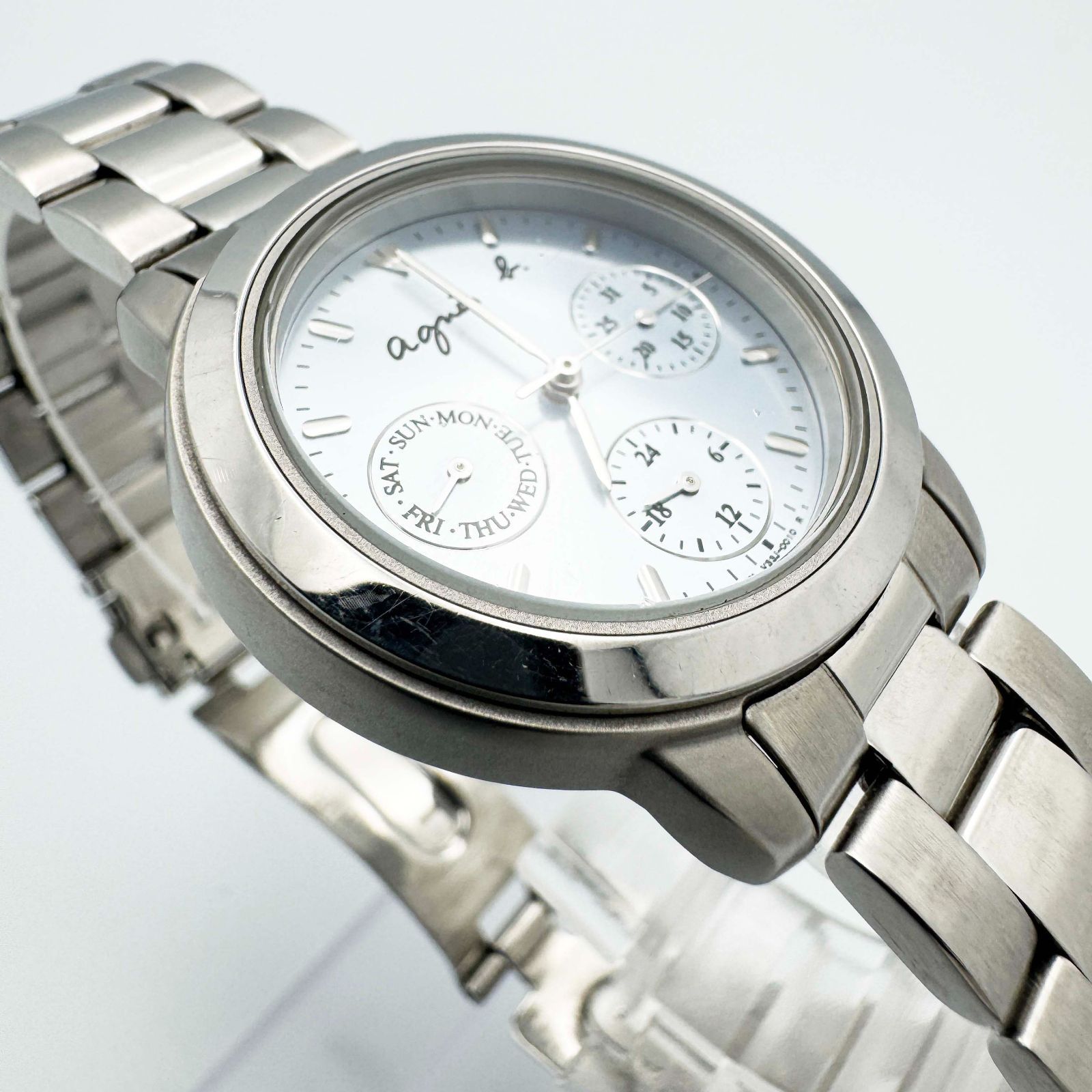 中古】アニエスベー agnes b. 腕時計 V33J-0010 水色文字盤