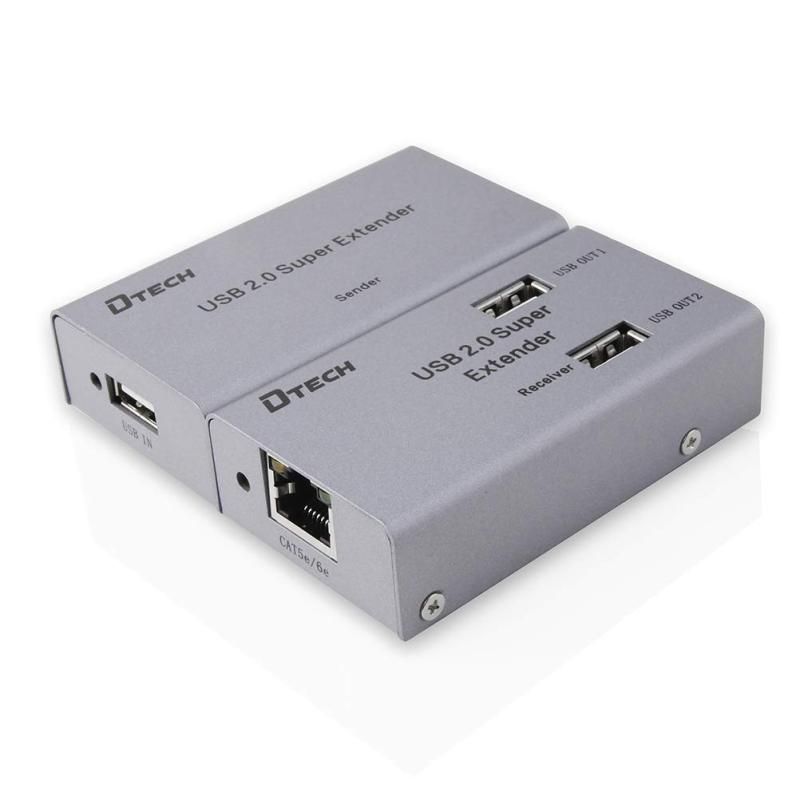 DTECH USB エクステンダー 延長器 4ポート USB2.0 エクステンダー 4分配 最大50m Cat5|5e Cat6|6e LANケーブル使用 電源アダプター USBケーブル付属