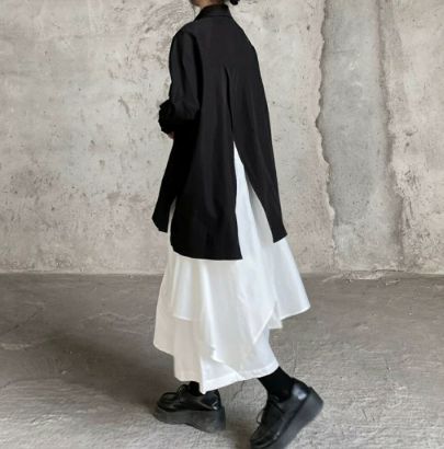 不規則 ワイドパンツ スカート デザインシャツ セット