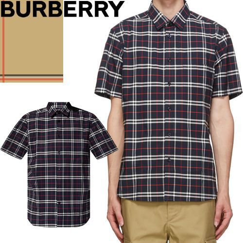 バーバリー BURBERRY シャツ 半袖 メンズ ストレッチコットン チェック