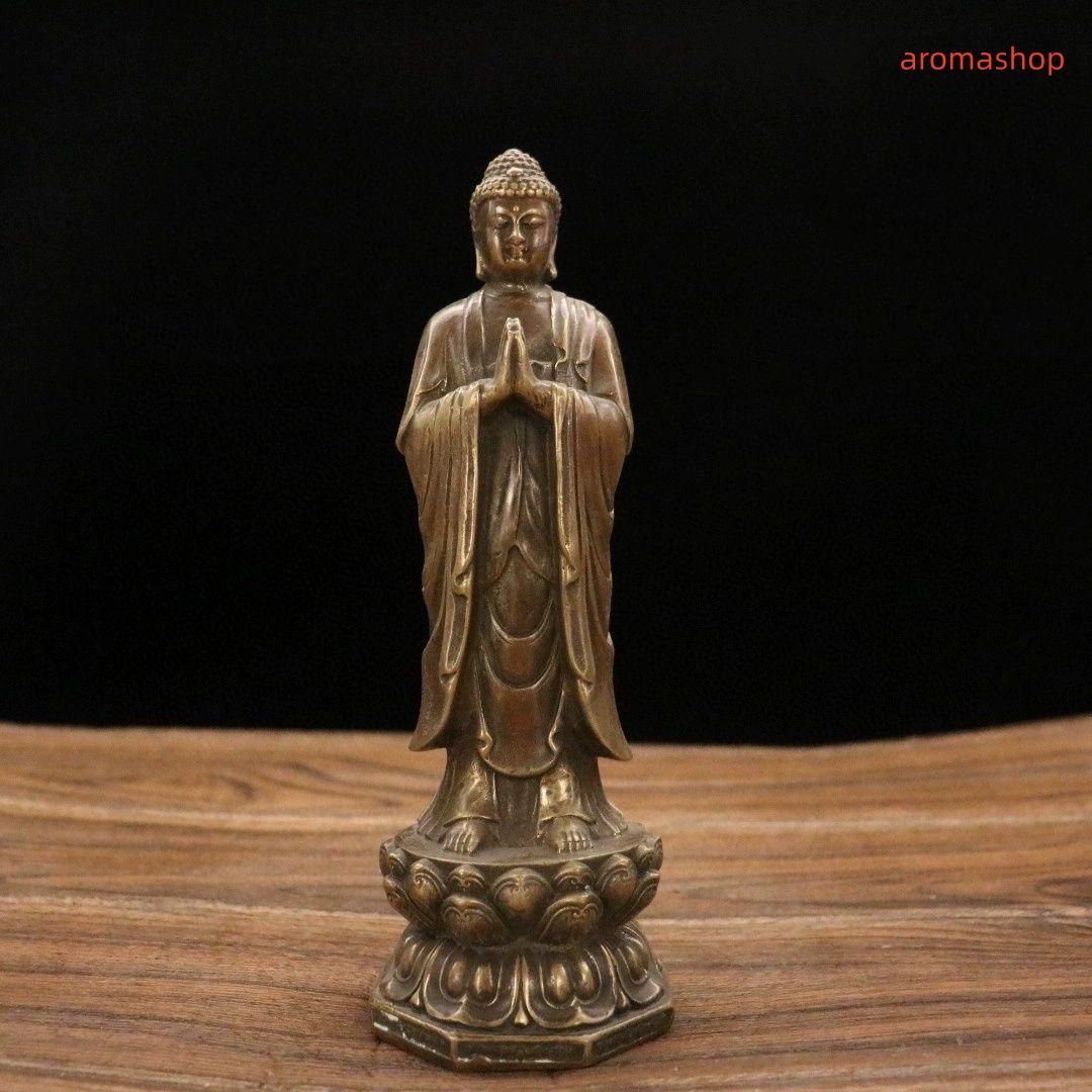 仏像 仏教美術 如来仏陀立像 仏堂供養 駅蓮仏 銅製品 置物