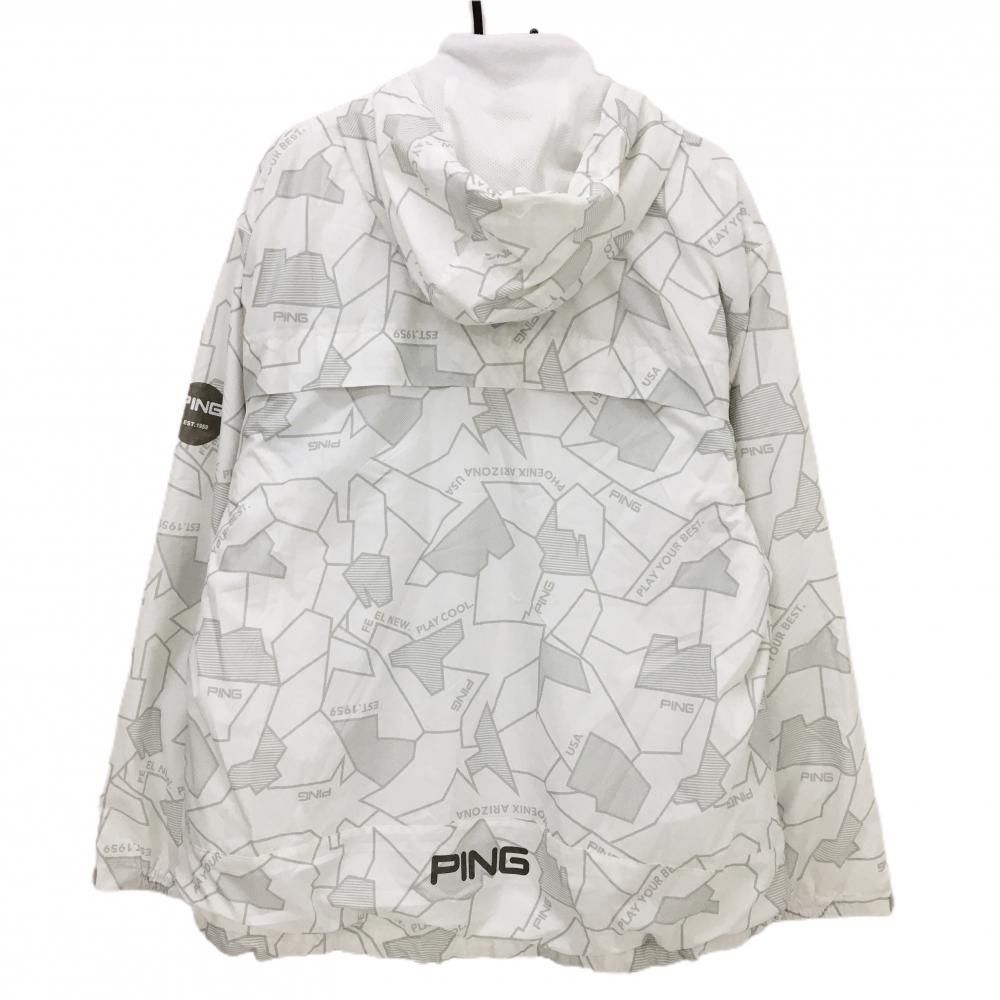 超 ピン ライナー付ジップパーカー 白×ライトグレー 総柄 メッシュ裏地 メンズ 3L ゴルフウェア 2025年モデル 大きいサイズ PING