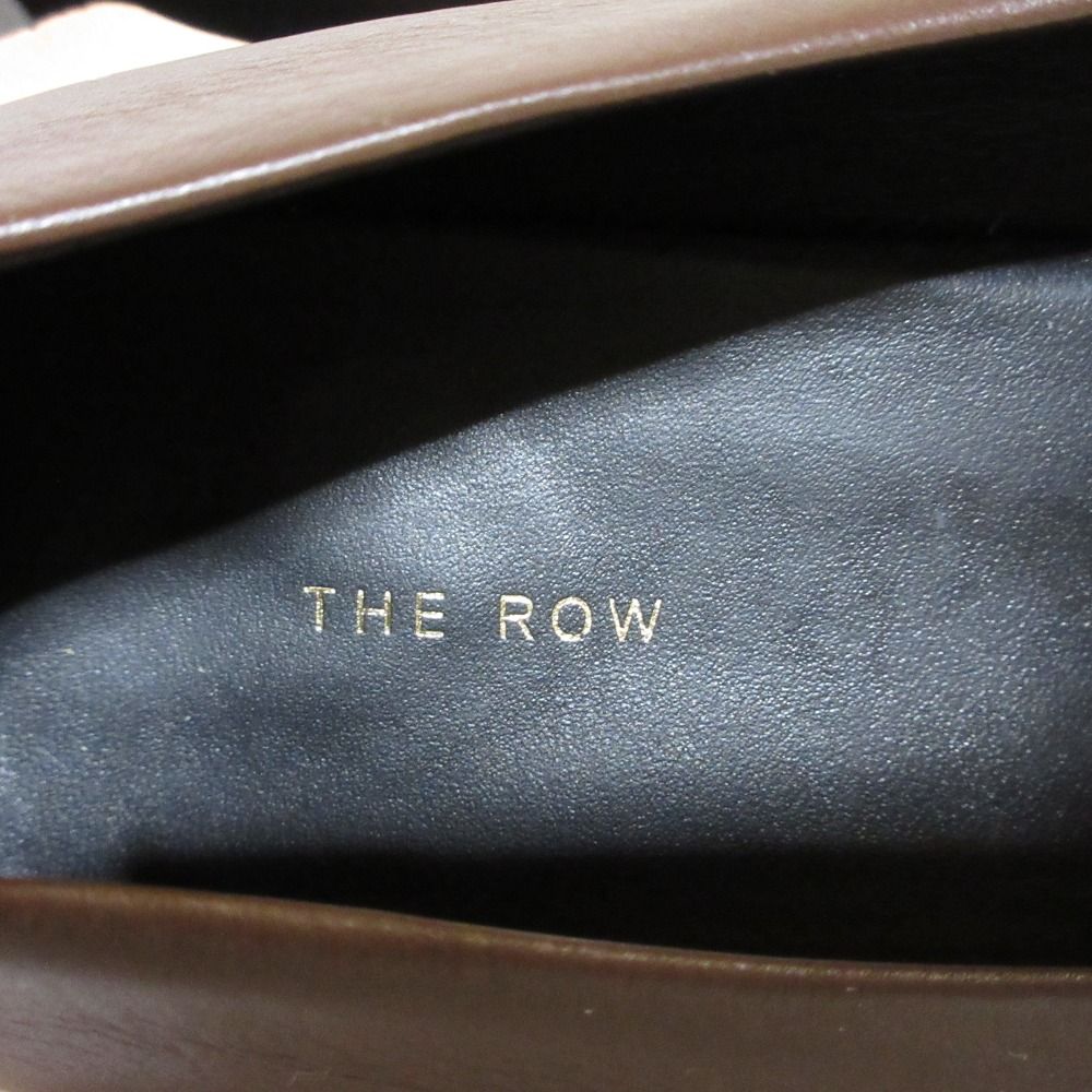 THE ROW ザロウ スクエアトゥ チャンキーヒール レザー ローファー パンプス 35 22.5cm相当 ブラウン レディース 古着 KIN-KAAI_COM