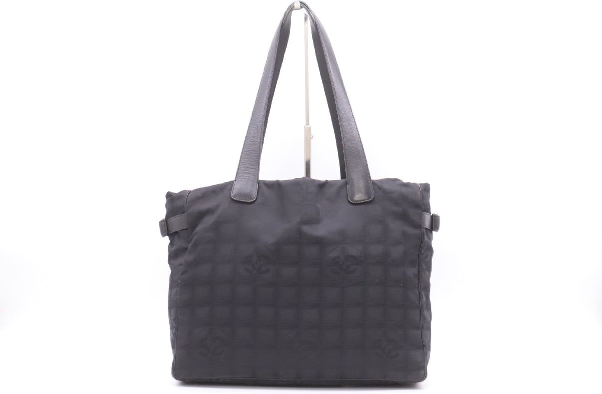 CHANEL ココマーク ブラック ナイロン レザー ショルダーバッグ