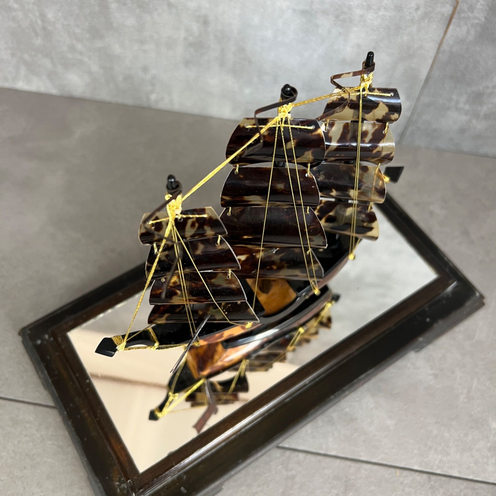 フォローで20％割クーポン配布中】べっ甲製 帆船 天然素材 トール