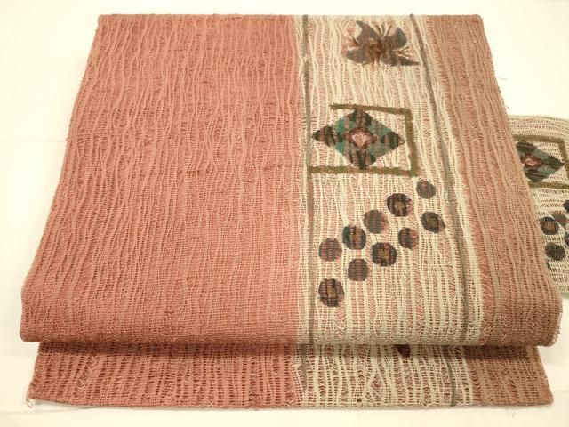 平和屋着物○八寸名古屋帯 紬地 抽象文様 正絹 逸品 DAAX0244cm