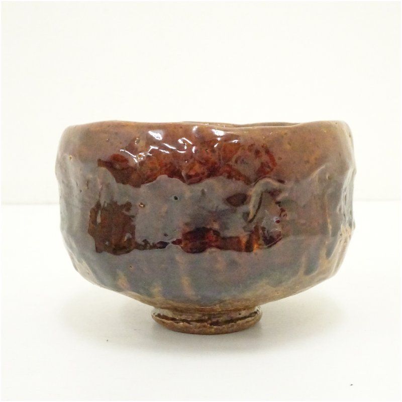 茶道具 大樋焼 中村長阿弥造 飴釉 大樋茶碗 共箱 C R4541 茶道具