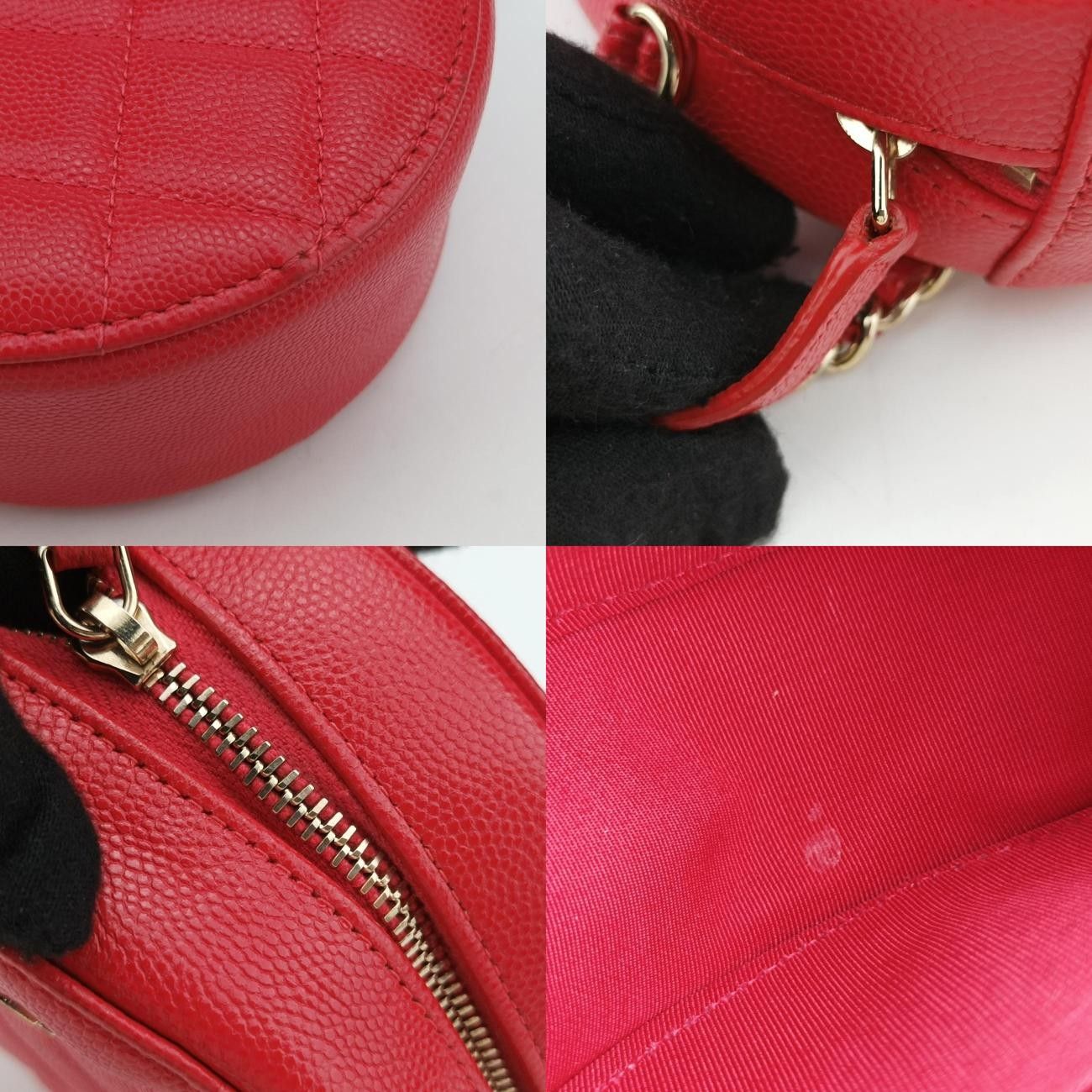 シャネルChanelロウンドアスアース リボンレッドキャビアスキンAP024529084335 DECORATOM_COM_BR