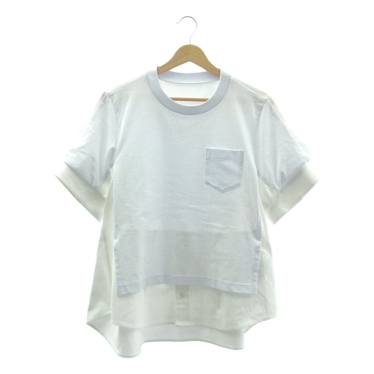 sacai | サカイ | 2025SS | Dungaree x Cotton Jersey T-Shirt ダンガリー コットン カットソー | 1 | ホワイト | レディース