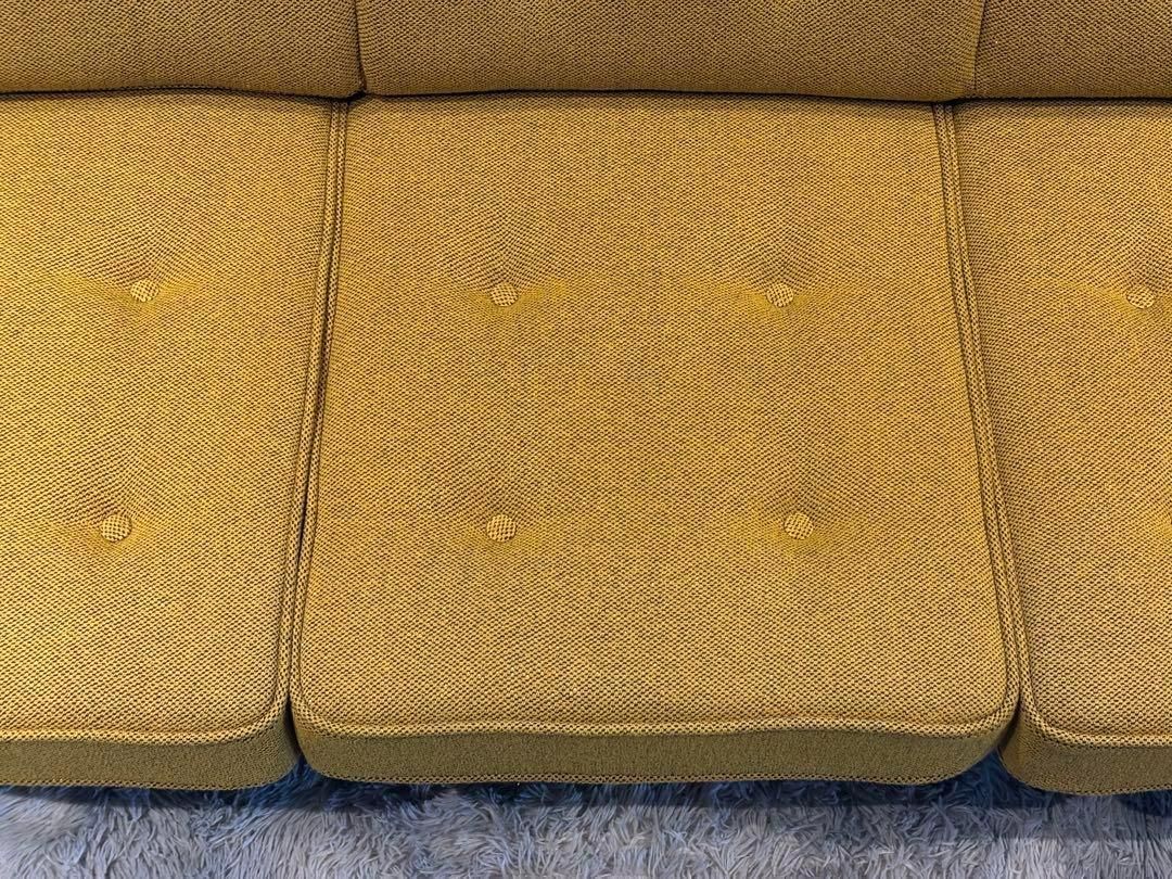 希少 尾州生地 リメイク カリモク 3人用ソファ クラシック コロニアル