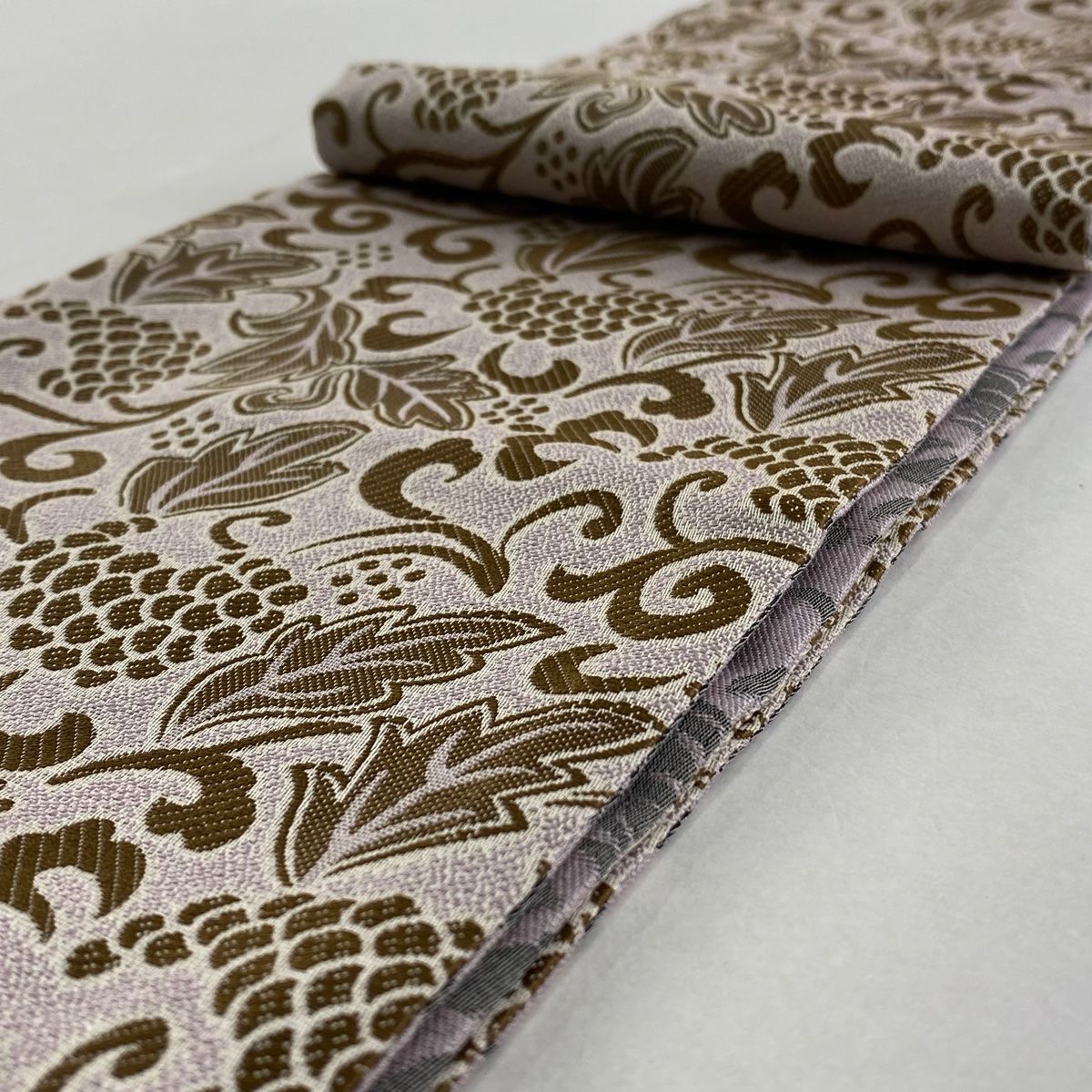 平和屋着物□極上 夏物 両面 半幅帯 花唐草 雪輪 金糸 逸品