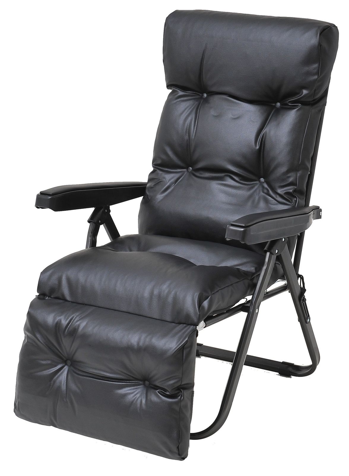 ビータ(Vita) ワンタッチリクライニングアームチェア グレー 幅65×奥行87~146×高さ65~102cm 折りたたみ リビング クッション付き 完成品 インフィニティ : ビータ(Vita) ワンタッチリクライニングアームチェア