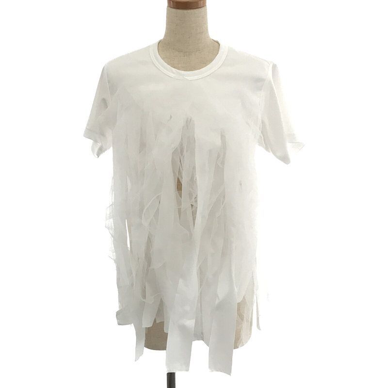 COMME des GARCONS COMME des GARCONS / コムコム | 2022SS / AD2021 変形 短冊 切替 チュール レース フリル  カットソー Tシャツ | S |