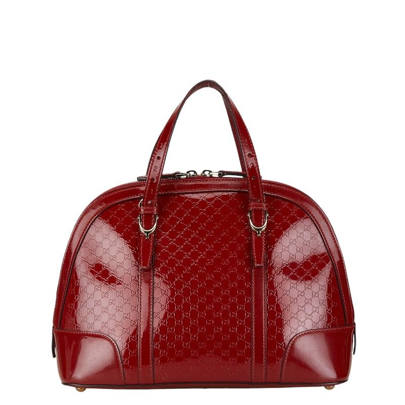 グッチ マイクロGG ハンドバッグ ショルダーバッグ 2WAY 309617 レッド エナメル レディース GUCCI【1-0170543】