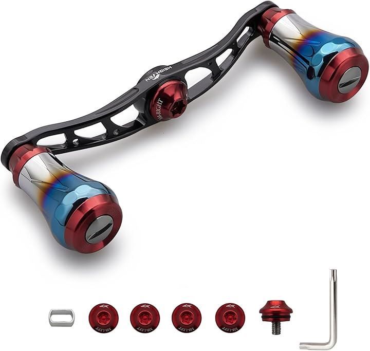 HEIGHTEN ベイト リール ハンドル 航空アルミ製 シマノ ダイワ アブガルシア 通用 ベイトリール Aurora 0033 V2.0 - 90mm - ブラック＆ワイン