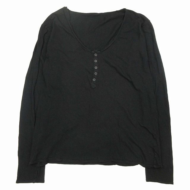 キャピタル kapital ヘンリーネック ロング Tシャツ 長袖 Uネック コットン100％ プルオーバー カットソー トップス 3 黒 ブラック メンズ