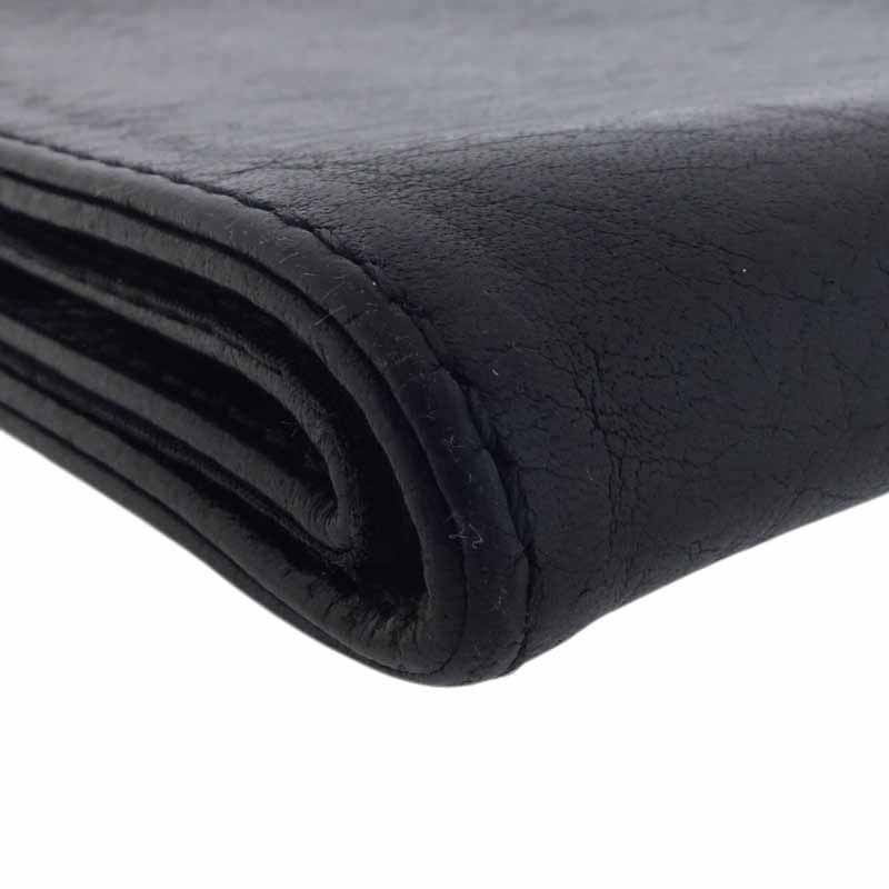 クロスボタンレザーウォレット ブラック