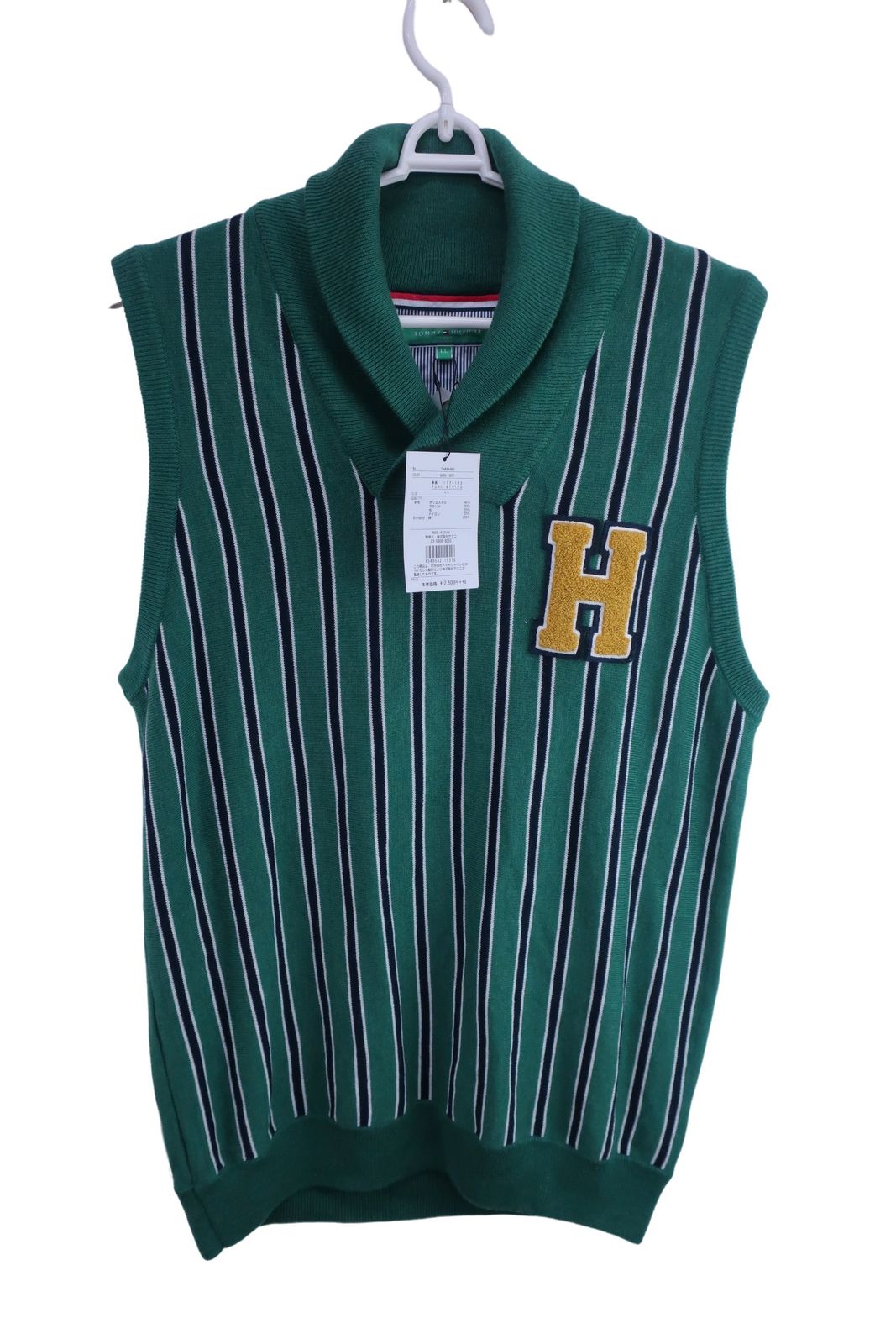 【未使用品】TOMMY HILFIGER GOLF(トミーヒルフィガーゴルフ) ニットベスト 緑 メンズ LL THMA881 ゴルフ用品 2412-0284 新品