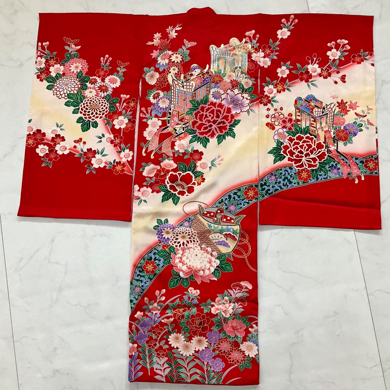 ◆kimono+one◆美品◆産着◆御宮参り◆長襦袢◆子供着物◆七五三◆女の子◆七五三お詣り女の子着物こどものひお正月卒業式十三詣り◆U14